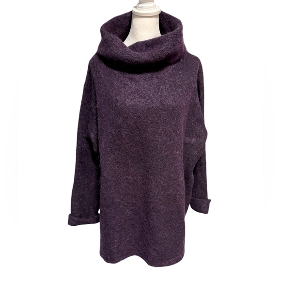 Vintage Eileen Fisher Mohair and Wool Cowl Neck Sweater in purple. Size M. GUC